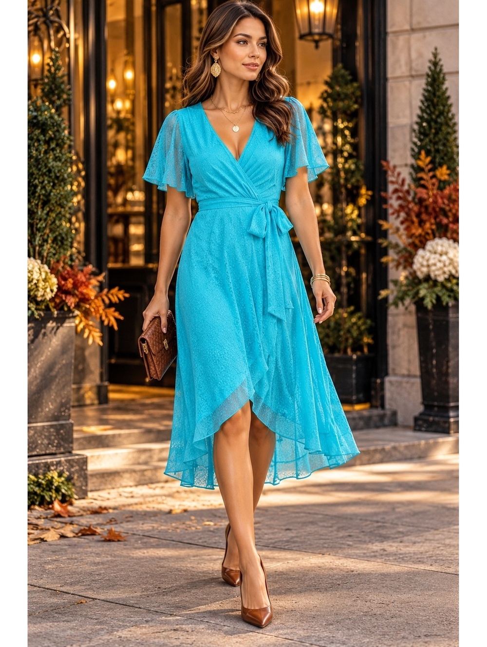 Alice+Olivia Darva Faux Wrap Marine Blue NWT Size 8 $440